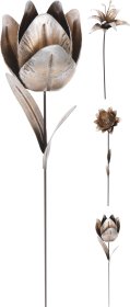 Sodo dekoracija GĖLĖ, įsmeigiama, metalinė, 3 skirtingų dizainų, 12,5 x 12,5 x 64 cm.