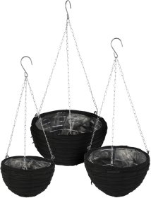 Pintų lauko vazonų rinkinys, (trijų dydžių: 29 x 17cm., 24 x 15,5cm., 19,5 x 13cm.), 3 vnt.