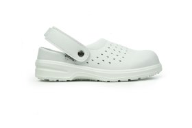 Mikropluošto odos klumpės HERVIN PROTECTION MB001, 38 dydis, balta spalva, su dirželiu, antistatinės, neslidžios, atsparios drėgmei