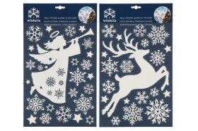 Kalėdiniai tamsoje šviečiantys sienų lipdukai WINTERIA, 2 skirtingi dizainai
