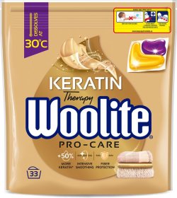 Skalbimo kapsulės WOOLITE Pro-Care, su keratinu, koncentruotas dozuotas skalbiklis, 33 vnt.