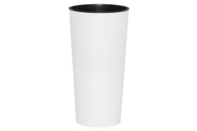 Plastikinis lauko vazonas 4Living Dluto, baltos sp., 30 x 30 x 57 cm.