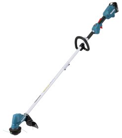 Akumuliatorinė žoliapjovė MAKITA DUR192LRT, 18 V, pjovimo plotis 300 mm, svoris 2,7 kg, bešepetėlis variklis, kilpinė rankena, 5,0 Ah akumuliatorius ir pakrovėjas