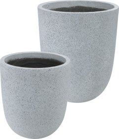 Lauko vazonas, cementinis, suapvalintas, pilkos sp., 43 x 43 x 50 cm.