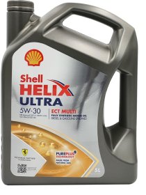 Variklinė alyva SHELL Helix Ultra Ect Multi 5W-30, 77802, sintetinė, benzininiams, dyzeliniams ir dujiniams varikliams, 5L