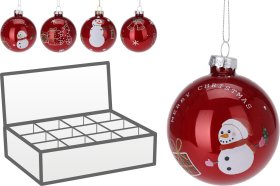 Eglutės žaisliukas, skersmuo 8 cm, 3 skirtingi dizainai, raudonos sp.