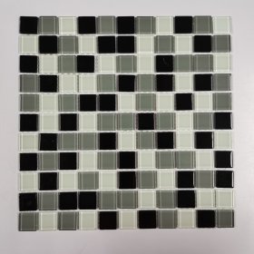 Stiklo mozaika MONA MOSAICS Sl0072, 300 x 300 x 3,8 mm, spl. juoda/pilka/balta
