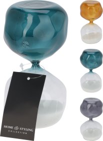 Smėlio laikrodis, stiklas, 6 x 6 x 12,5 cm, 3 skirtingos sp.