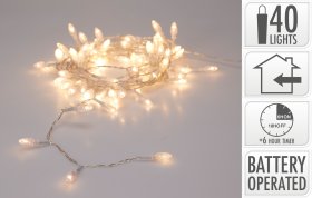 LED girlianda, 40 ovalių lempučių, šiltai baltos sp., permatomas laidas ilgis 3 m
