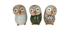 Sodo dekoracija PELĖDA, su šviečiančiomis akimis, 3 skirtingų sp., 9 x 9 x 14,5 cm.