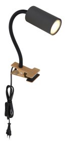 Kryptinis šviestuvas GLOBO Robby, GU10, 1x25W, 230V, su jung. ant 1,5 m laido, metalinis, matinės juodos sp. su medžio imitacija, 100x415x290 mm, 57911KG