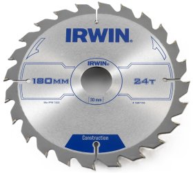 Medžio pjovimo diskas su kietmetaliu IRWIN, 180 mm x 24 T