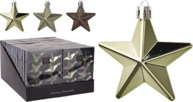 Eglutės žaisliukų rinkinys, žvaigždutės formos, 8 vnt., žalios sp., 6,5 cm