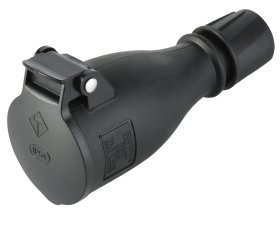 Kištukinis lizdas ELECTRALINE, su įž., IP54, guminis, juodos/pilkos spalvos, 55080