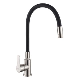 Plautuvės maišytuvas INVENA KSANTI, lanksčiu 2 funkcijų snapu, spl. juoda, BZ-37-I43-L