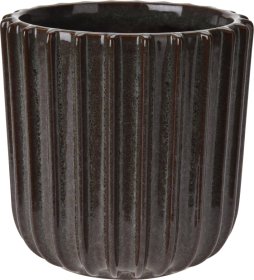 Kambarinis keraminis vazonas, gintarinės/žalsvos sp., 14 x 14 x 13 cm.