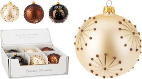 Eglutės žaisliukas, stiklas, 3 skirtingos sp., skersmuo 10 cm