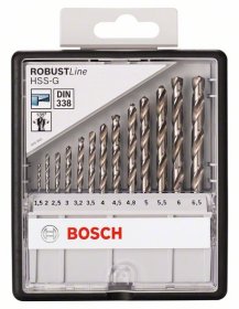 Grąžtų metalui rinkinys BOSCH Robust Line, 1,5-6,5 mm, 13 vnt.
