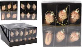 Eglutės žaisliukų rinkinys Gilės, 6vnt., 2 skirtingos spalvos: rožinė/ bordinė sp., 40 x 40 x 65 mm