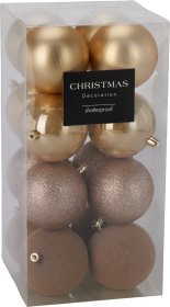 Eglutės žaisliukų rinkinys, 16 vnt., auksinės sp., skersmuo 6 cm