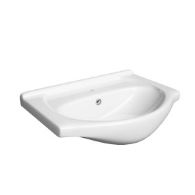 Praustuvas DEFRA 55, 55x17x42 cm, keraminis, baltas, gilus, su skyle maišytuvui, montuojamas į vonios spinteles MEA,  Bari, Armando,