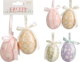 Velykinė dekoracija Kiaušiniai, pakabinami, 2 vnt., 2 skirtingų dizainų