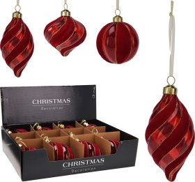 Eglutės žaisliukas, 3 skirtingos formos, raudonos sp., 8-12 cm