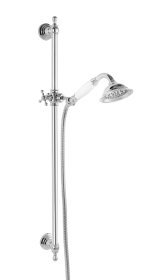 Dušo komplektas FERRO Retro N160, komplekte 78 cm stovas, slankiojantis dušo laikiklis, 1 funkcijos dušo galvutė D-9 cm, 150 cm žarna, chromuotas