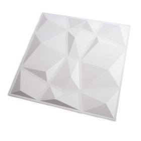 PVC 3D sienų lakštas WAKSLINE Hm3D-136, spl. balta, 500x500x10 mm