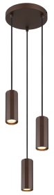 Pakabinamas šviestuvas GLOBO James, GU10, 3 x 25W, 230V, matinės bronzos spalvos, PVC juodas laidas, reguliuojamas aukštis, 210 x 1200 mm