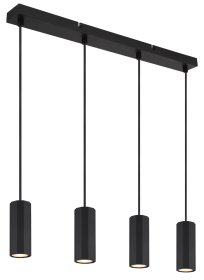 Pakabinamas šviestuvas GLOBO James, GU10, 4 x 25W, 230V,matinis juodas metalas, PVC juodas laidas, reguliuojamas aukštis, 610 x 60 x 1200 mm