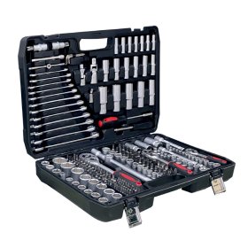 Įrankių komplektas TRIMAX, komplekte 1/2", 3/8", 1/4'' terkšliniai veržliarakčiai ir galvutės, 216 vnt.