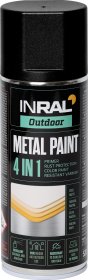 Aerozoliniai dažai metalui INRAL Metal Paint 4In1, 400ml juodi matiniai