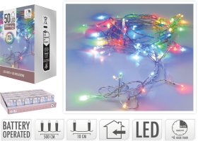 LED girlianda, 50 lempučių, įvairių sp., ilgis 5 m