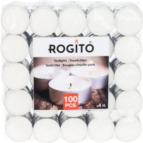 Arbatinių žvakių rinkinys, 100 vnt., baltos sp.