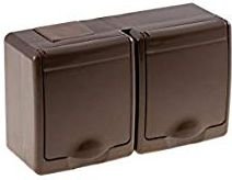 Kištukinis lizdas PAWBOL Beta, 2 vietų, paviršinis, su įž., IP44, rudos sp., D.3213SBRGG/1