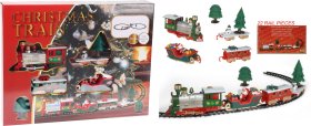Kaledinio traukinio rinkinys, 22 vnt. dalių, su garsais ir šviesomis, bendras bėgių ilgis 265 cm, be baterijų