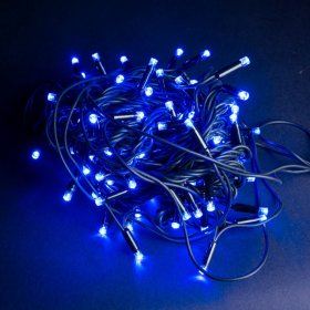 Šviečianti girlianda SUNLUX D10, 100 LED su storu laidu, 10 m, mėlyna spalva, IP44, tinka naudoti lauke, 2A100-4