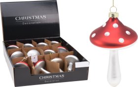 Eglutės žaisliukas Grybas, pilkos sp. su baltais taškeliais, 68 x 68 x 117 mm