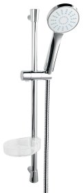 Dušo komplektas FERRO Bellis N180B, 55,5 cm stovas, slankiojantis dušo laikiklis, 1 funkcijos dušo galvutė D-9,5 cm, 150 cm žarna, muilinė, chrom.