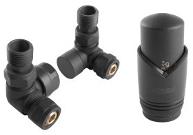 Termostatinis rinkinys FERRO, kampinis, juodas, ZTO30BL