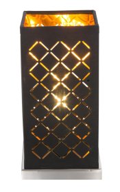 Stalinis nakties šviestuvas GLOBO Clarke, E14, 1 x 40W, 230V, matinio nikelio sp., aksomas juodos/auksinės sp., su jungikliu, 110 x 110 x 250 mm, 15229T1