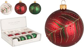 Eglutės žaisliukas, baltos, raudonos arba žalios sp., lapų dizaino, 1 vnt., 60 mm