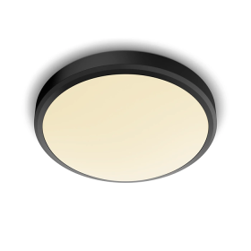 Lubinis LED šviestuvas PHILIPS Doris, 17 W,  2700 K, 1500 lm, apvalus, juodos sp., IP44, 313 x 90 mm