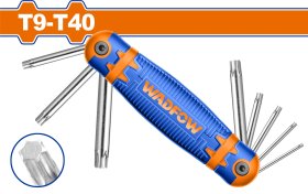 Žvaigždučių raktų TORX rinkinys WADFOW, sulankstomi, Cr-V, T9-T40, 8 vnt., WHK3281