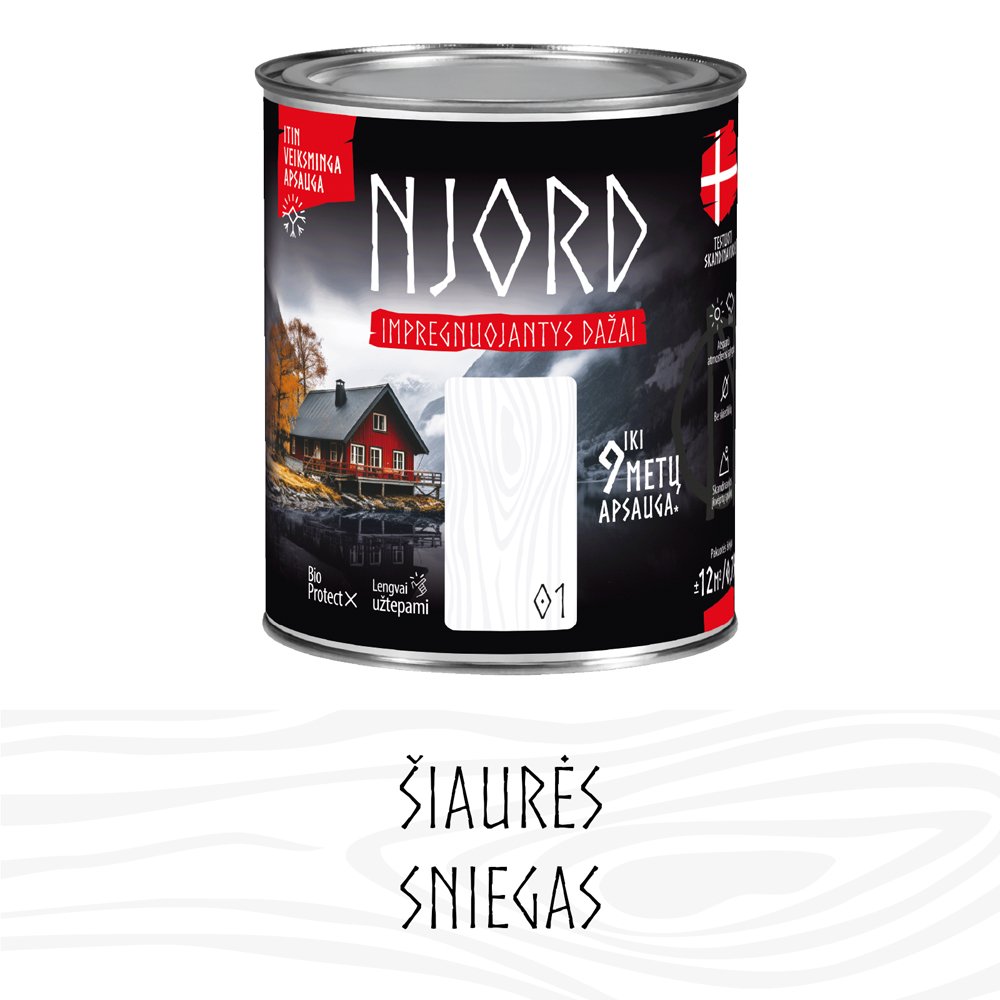 Impregnuojantys dažai medienai LUXDECOR NJORD, 2,5 l, (01) Šiaurės sniegas