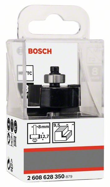 Freza briaunų nuėmimui BOSCH HM, HM B=9,5mm,l=12,7mm,kotas 8mm