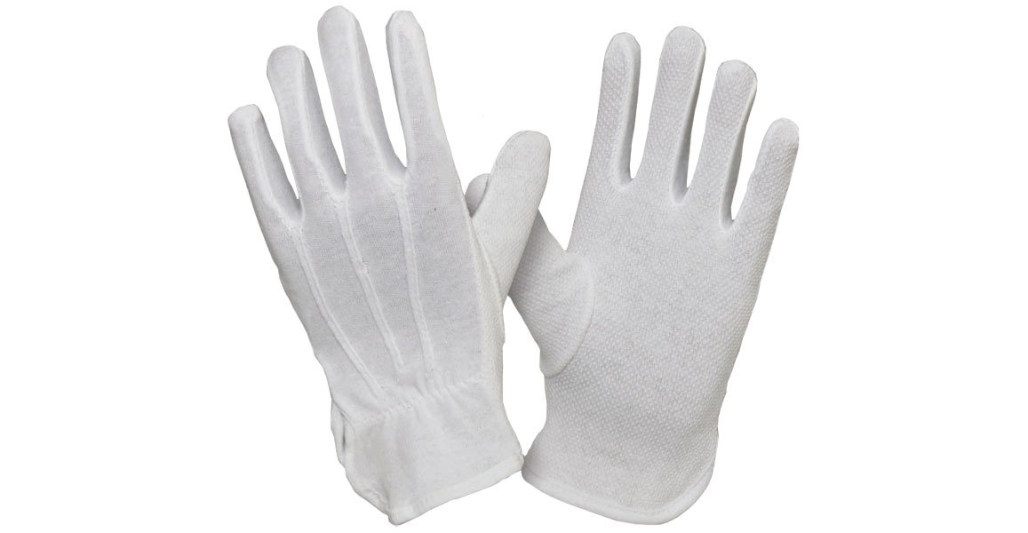 PirštinėsHERVINPROTECTION,(8)Mdydis,baltaspalva,medvilninės,padengtosPVCtaškeliaisišvienospusės,CE,720-PVC