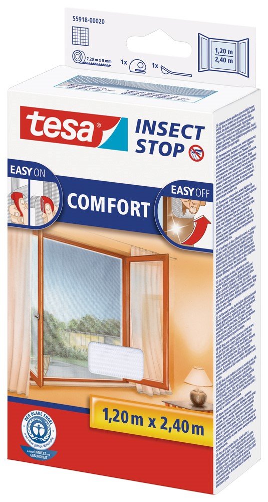 Apsauginis tinklelis nuo vabzdžių TESA Comfort 55918, 1,2 x 2,4 m, baltos sp.