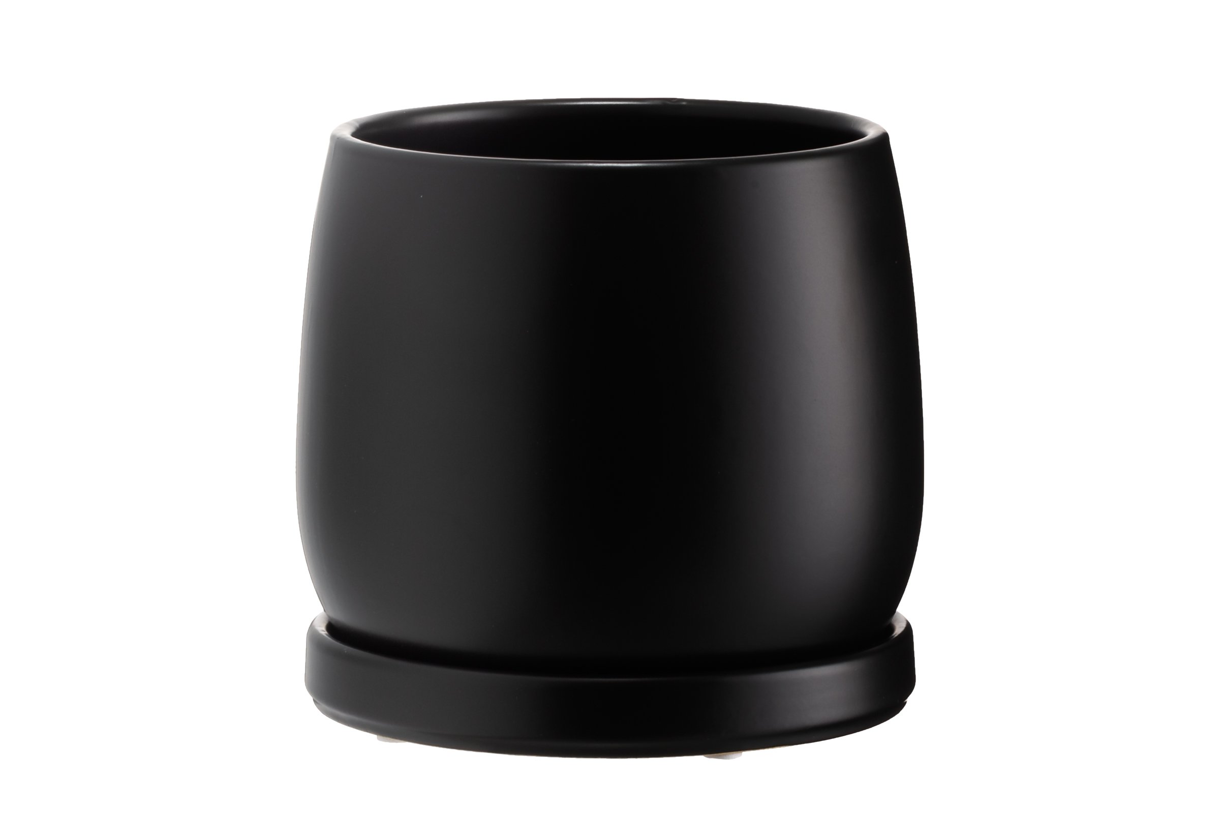 Kambarinis keraminis vazonas 4Living Heidi, su lėkštute, juodos sp., 15 x 15 x 15 cm.